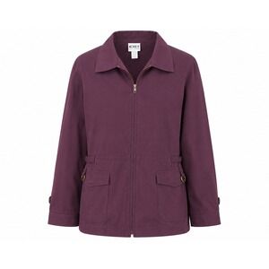 Koret Petites Womens Plum Purple Full Zip Utility Jacket Collared Flap Pockets L